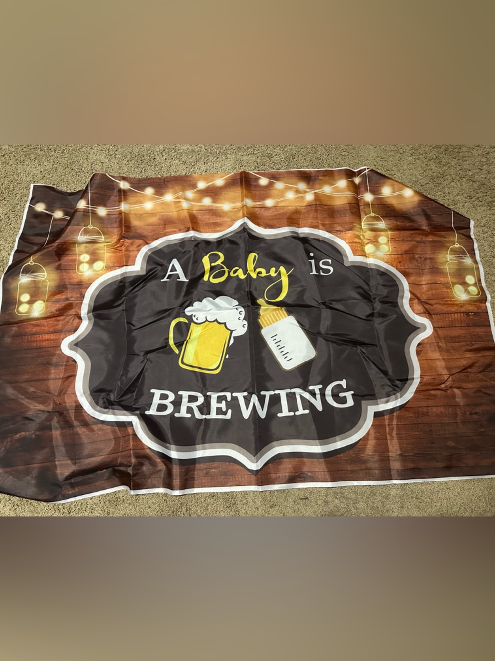 Baby Shower Banner - "A Baby Is Brewing" in Black and Brown